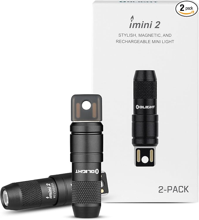 OLIGHT 2 Pack IMINI 2 EDC Rechargeable Keychain Flashlight, 50 Lumens Compact by OLIGHT