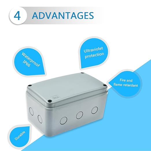 Nineleaf Waterproof Electrical Box IP66, Plastic Junction Box 7.1"x4.5"x4" - Image 3