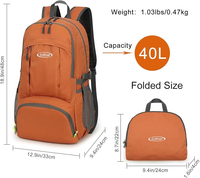 G4Free 40L Lightweight Packable Hiking Backpack, Waterproof Travel Daypack - Image 5