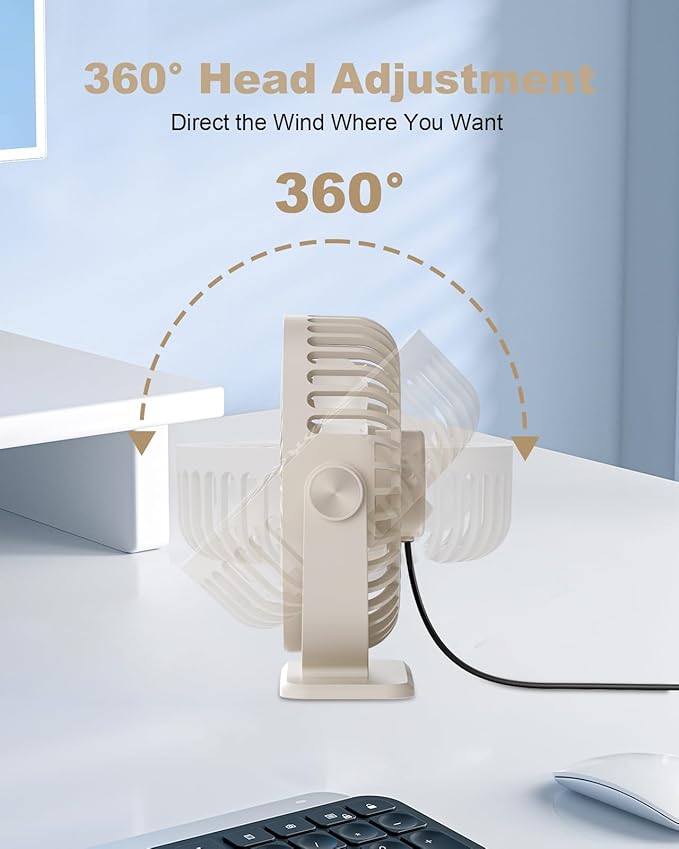 TriPole USB Desk Fan Small Portable Personal Fan, 3 Speeds Adjustable Strong - Image 7