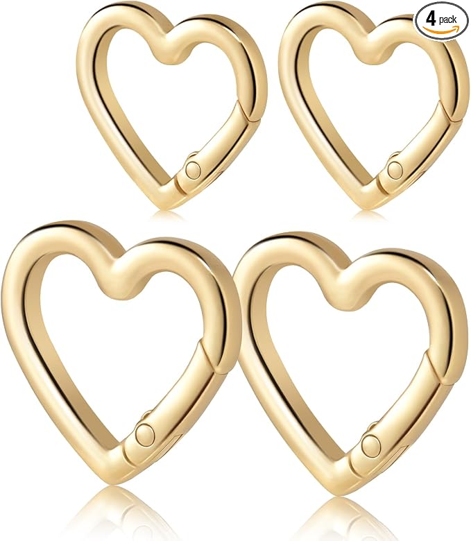 4pcs Heart Carabiner Keychain Clip, Metal Spring Heart Rings Hook Key Ring by ManTangSun