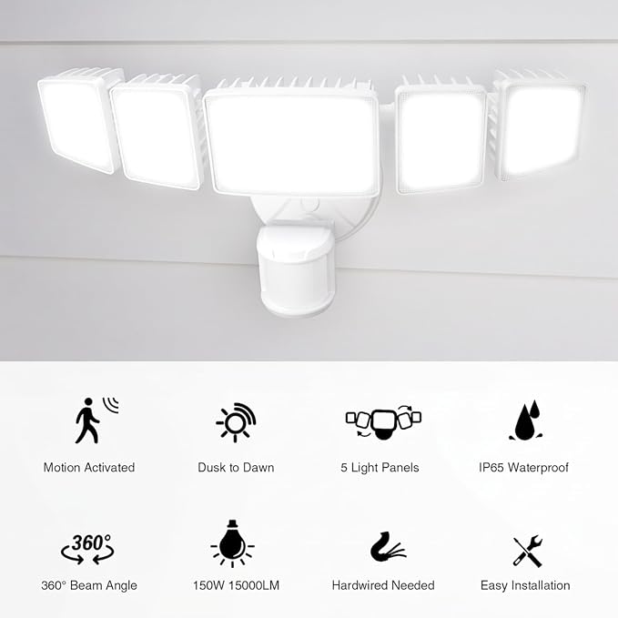 Onforu 150W 15000LM LED Security Lights Motion Sensor Outdoor, Dusk to Dawn - Image 2