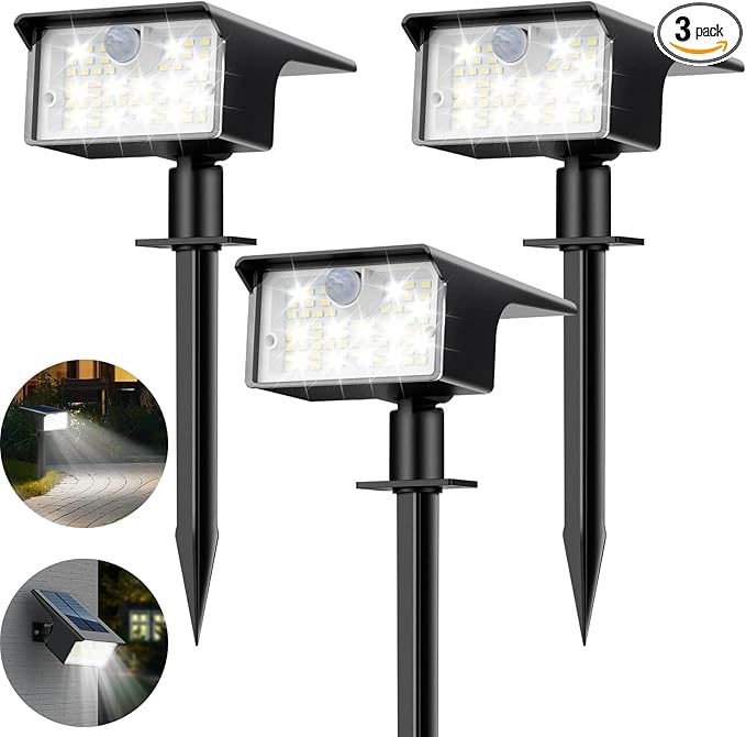 nipify Solar Spot Lights Outdoor, 3 Pack/62 LED Solar Motion Sensor Lights by Nipify
