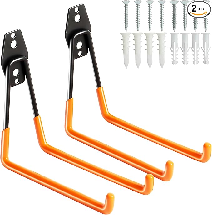 KURUI Heavy Duty Garage Hooks for Hanging, 2 Pack Metal Garage Organization by KURUI