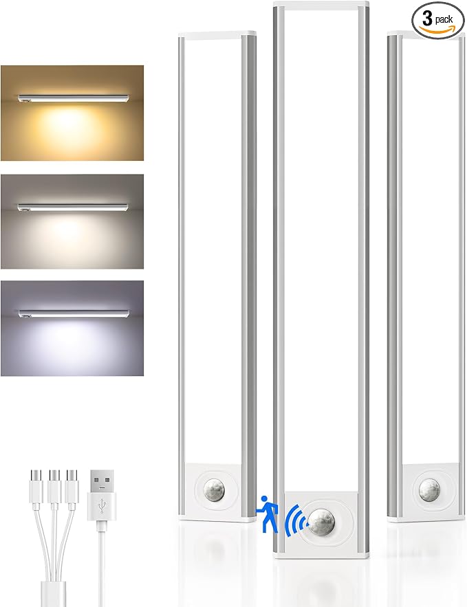 Under Cabinet Lighting Wireless, Rechargeable Battery Motion Sensor Light Indoor by AMETHEUS