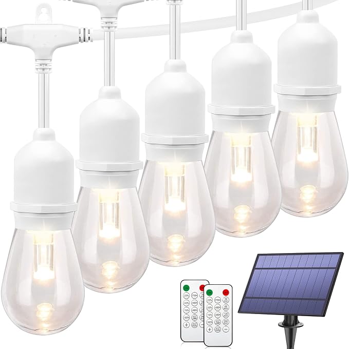 Mlambert 3-Color in 1 Dimmable Solar String Lights Outdoor, 48FT Patio String by Mlambert