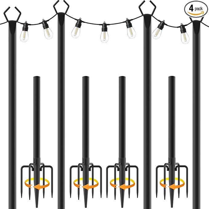 AILBTON 10Ft String Light Poles 4 Pack, Light Poles by AILBTON