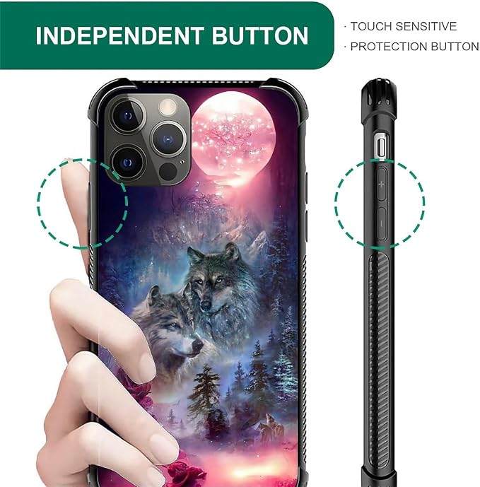 for iPhone 11 Pro Case, Star Two Wolfs Howling Pattern Graphic Design Girl Boy - Image 5