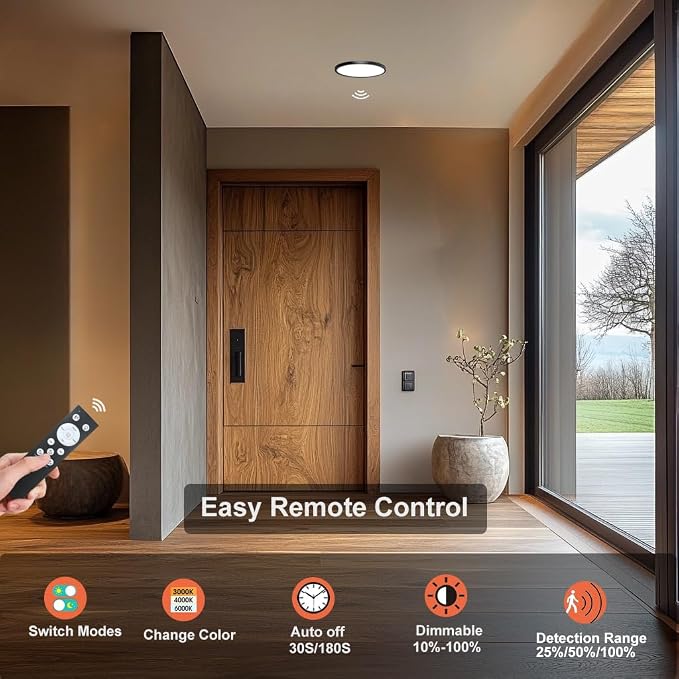 9 Inch Motion Sensor Light Indoor, Flush Mount Light Fixture, Motion Sensor - Image 3