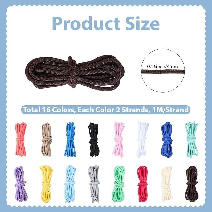 32 Strands 16 Colors 4mm Paracord Keychain Rope Keychaincord 105 FT Polyester - Image 2