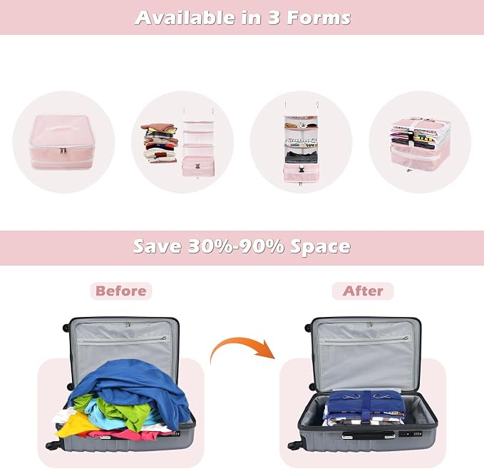 Surblue Hanging Closet Storage Bag Collapsible 3-Shelf Washable Oxford Fabric - Image 3