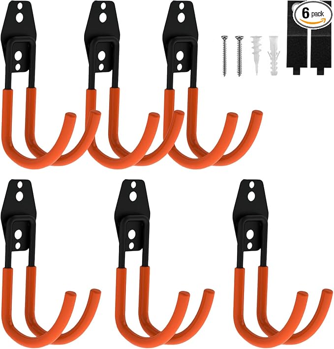 Garage Hooks Heavy Duty, 6 Pack Large Round Steel Garage Storage Hooks by BRCRXW