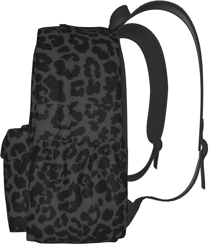 cfpolar 17 Inch Backpack Dark Gray Cheetah Leopard Print Laptop Bag Shoulder - Image 2