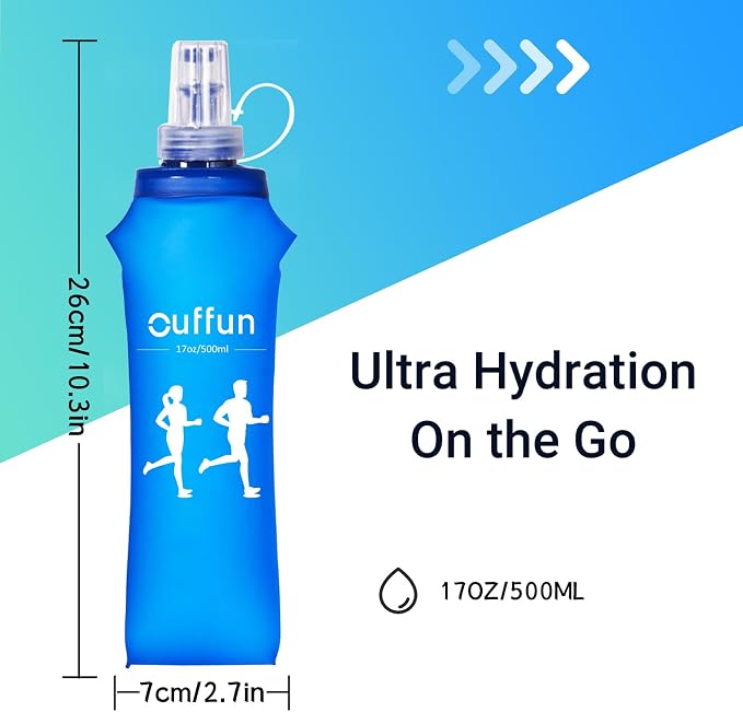2 Pack Soft Water Bottle, TPU Collapsible Flask Foldable Bottles - Image 3