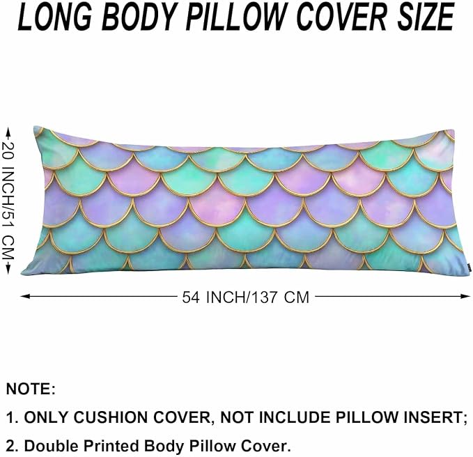 Body Pillow Covers Mermaid Body Pillowcase 20"X54", Mermaid Scales Couch Body - Image 6