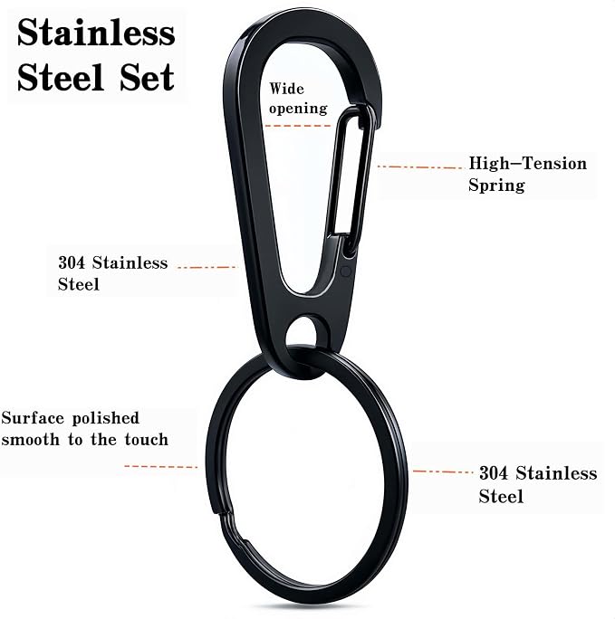Stainless Steel Carabiner Keychain, Quick Release Heavy Duty Key Clip - Image 3