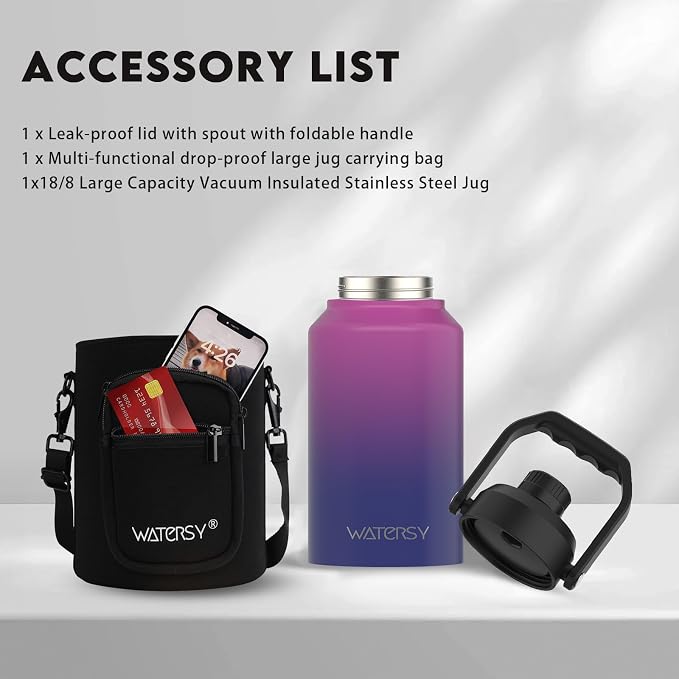 WATERSY 2/3 Gallon Water Bottle Insulated, BPA Free&Leak Proof, 87oz Stainless - Image 6