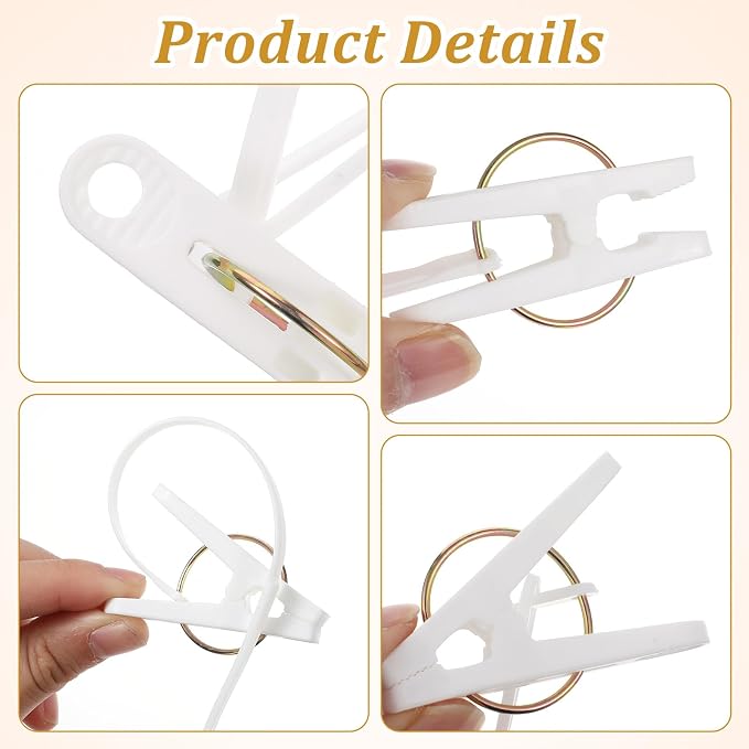 15 Pack Laundry Hooks with Rope, Windproof Drying Rack Accessories - Image 3