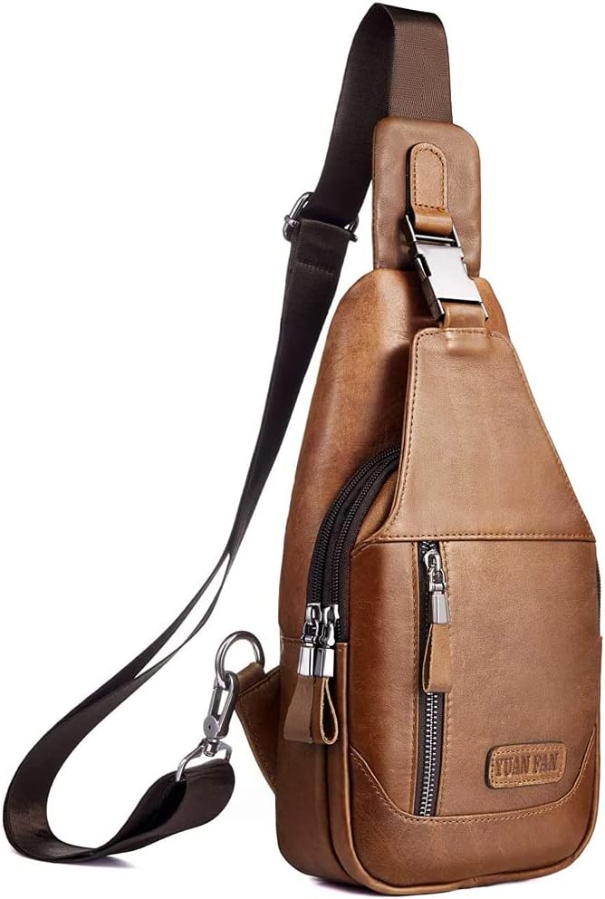 Hebetag Leather Sling Bag Hiking Daypack by Hebetag