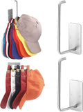 Hat Racks for Baseball Caps 2 Pack, Stainless Steel Adhesive Hat Hanger Hooks by Letohoumia