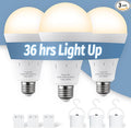 3Pack Rechargeable Emergency Light Bulb, A19 9W Warm White 3000K Self-Charging by ALUOCYI