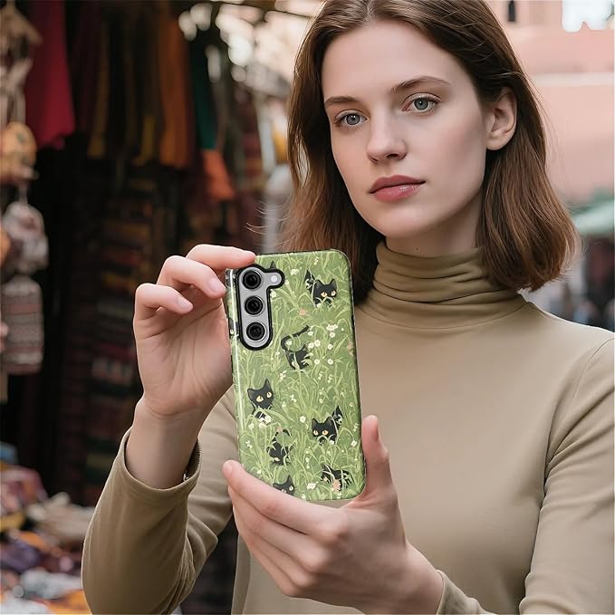 for Samsung Galaxy S23 Plus Case, HL2 Grass Cat Hybrid 2 Layer Hard Shell - Image 5