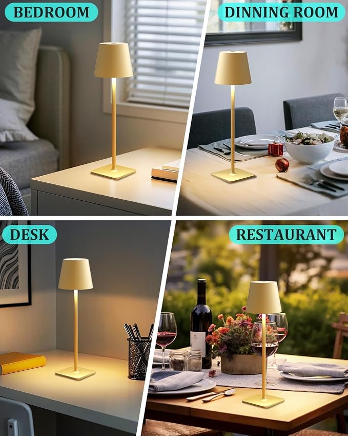 Fizrice Cordless Table Lamp, 6000mAh Battery Operated, 250LM Adjustable - Image 5