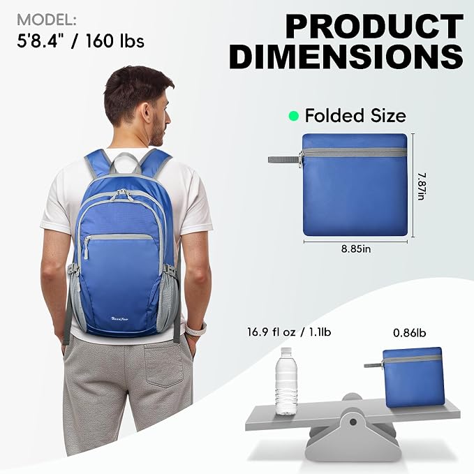 Seektop Lightweight Packable Hiking Backpack Waterproof Expandable 20L-28L - Image 3