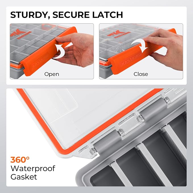 KastKing HyperSeal Waterproof Tackle Box, Waterproof 3600 and 3700 Tackle Trays - Image 3