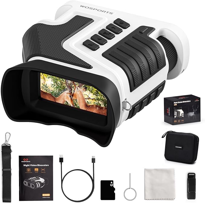 WOSPORTS 4K Night Vision Goggles – 1315FT Detection, Dual Zoom, Rechargeable by WOSPORTS