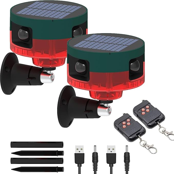 2Pack Solar Sensor Security Alarm Lights Outdoor, WONFAST 360° Motion Detector by WONFAST