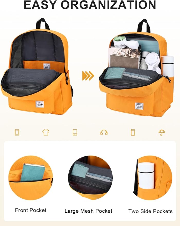 VASCHY Lightweight Backpack for School, Classic Basic Water Resistant Casual - Image 3