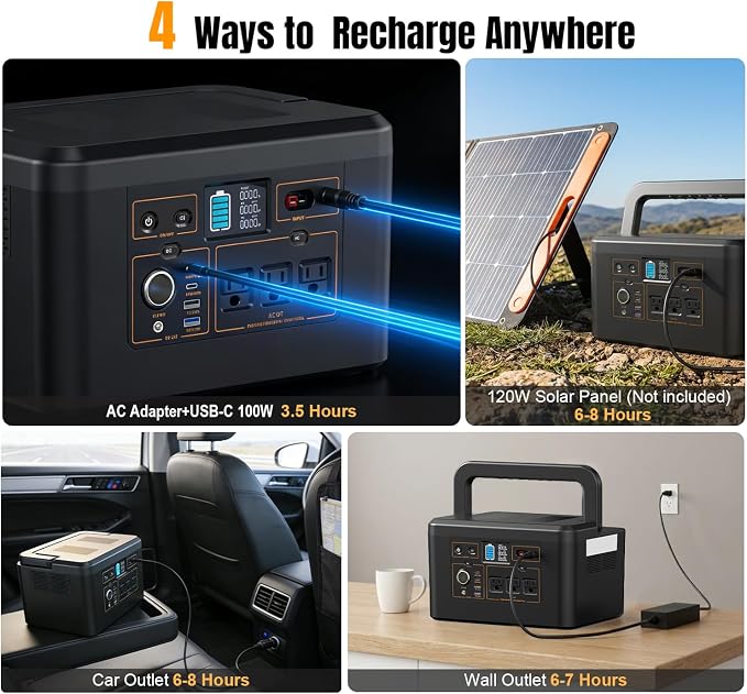 Portable Power Station 650W, 576Wh Solar Generator, LiFePO4 Battery 3.5 Hour - Image 5