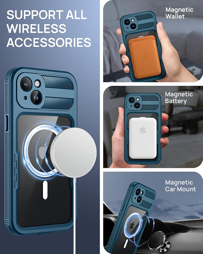 Lanhiem Magnetic for iPhone 15 Pro Case, IP68 Waterproof Dustproof Case - Image 3