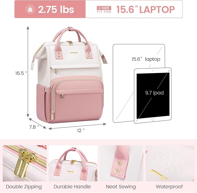 LOVEVOOK Leather Backpack for Women, 15.6 Inch Laptop Bag, Professional Work - Image 4