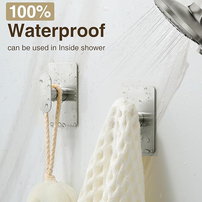 pickpiff Adhesive Towel Hooks for Bathroom: 20LB Extra Strong Wall Hanger for - Image 4