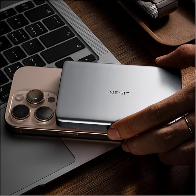 LISEN 0.5‘’ Ultra Slim MagSafe Portable Charger, 10000mAh Wireless Card Slim by Lisen
