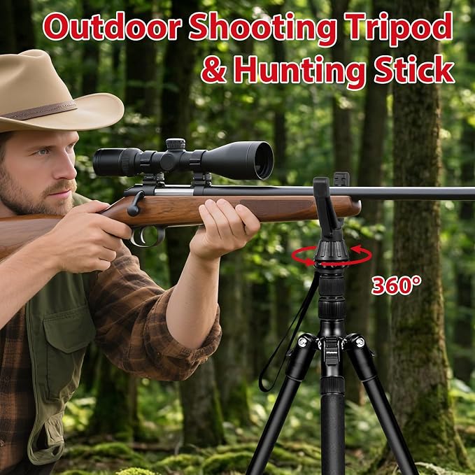 68" Ball Head Camera Tripod & Monopods, 360° Smooth Rotation V-Yoke Rifle - Image 4