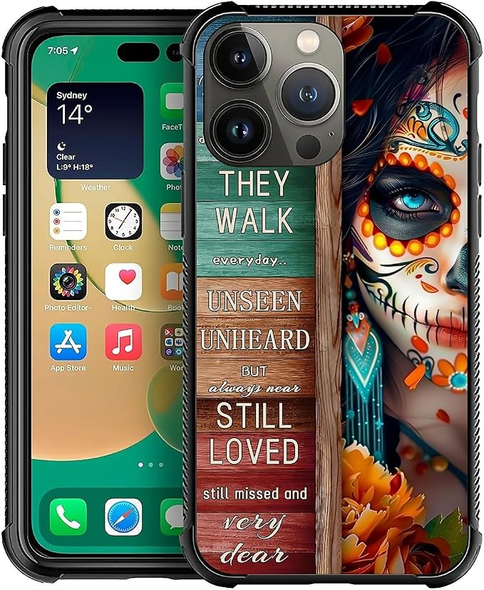 for iPhone 13 Pro Max Case, Sugar Skull Day of Death Halloween Pattern Graphic by FKBRCL4U
