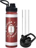 Football Water Bottle, 24 oz Insulated Stainless Steel Sports Bottle by mininoo