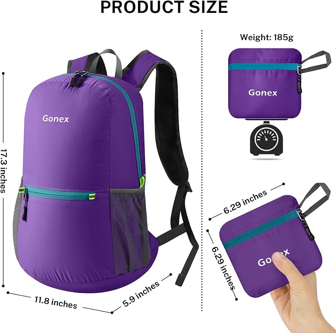 Gonex Ultra Lightweight Packable Backpack 20L Daypack Handy Foldable Camping - Image 2