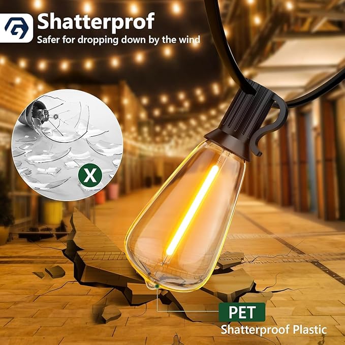 GPATIO Outdoor String Lights, 150FT ST38 Bulbs Shatterproof Patio Lights - Image 4