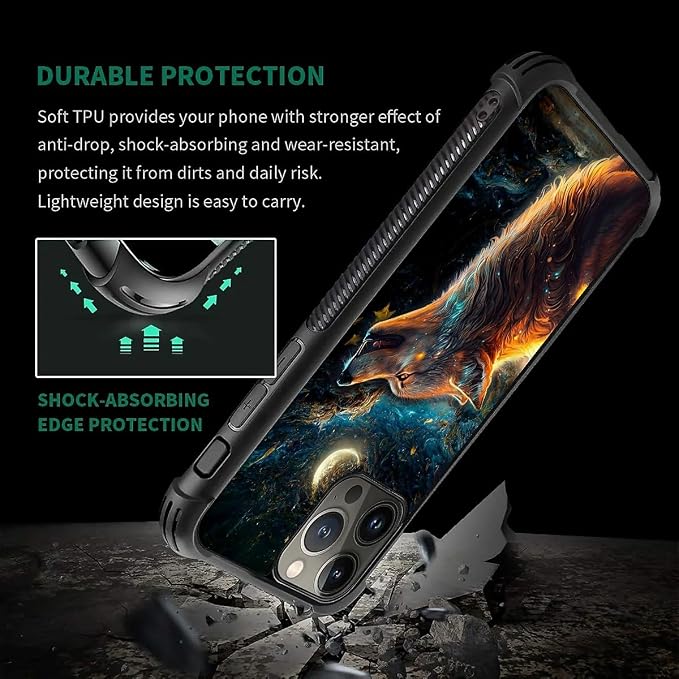 for iPhone 15 Pro Max Case, Star Cave Hungry Wolf Pattern Graphic Design Girl - Image 2