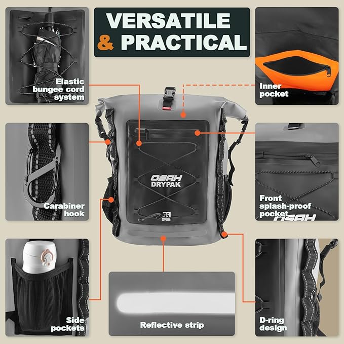 OSAH DRYPAK Waterproof Backpack Dry Bag 25L/35L/55L/85L – Heavy Duty Roll-Top - Image 3