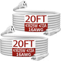 16/3 Short Extension Cord 20 FT 2 Pack, Indoor 3 Prong Power Cable, Suitable by Skrizcable