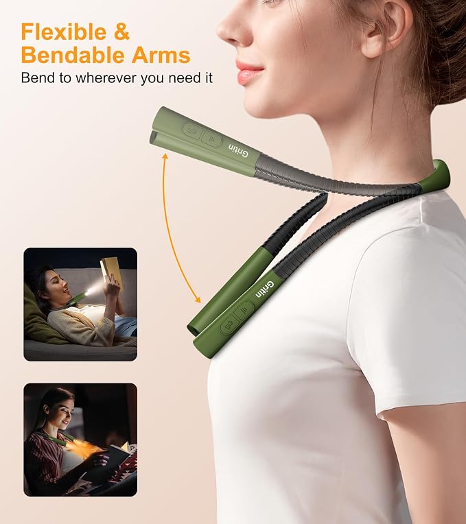 Gritin Book Light, Eye Caring 4-Color & 5-Brightness Neck Light Reading Light- - Image 6