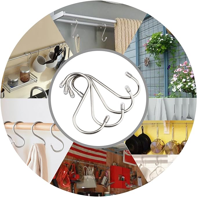 20 Pack 3.4" S Shaped Hooks Stainless Steel Metal Hangers Hanging Hooks - Image 5
