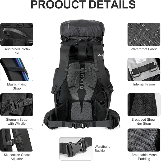 IX INOXTO 55L Internal Frame Waterproof Hiking Camping Backpack - Image 5