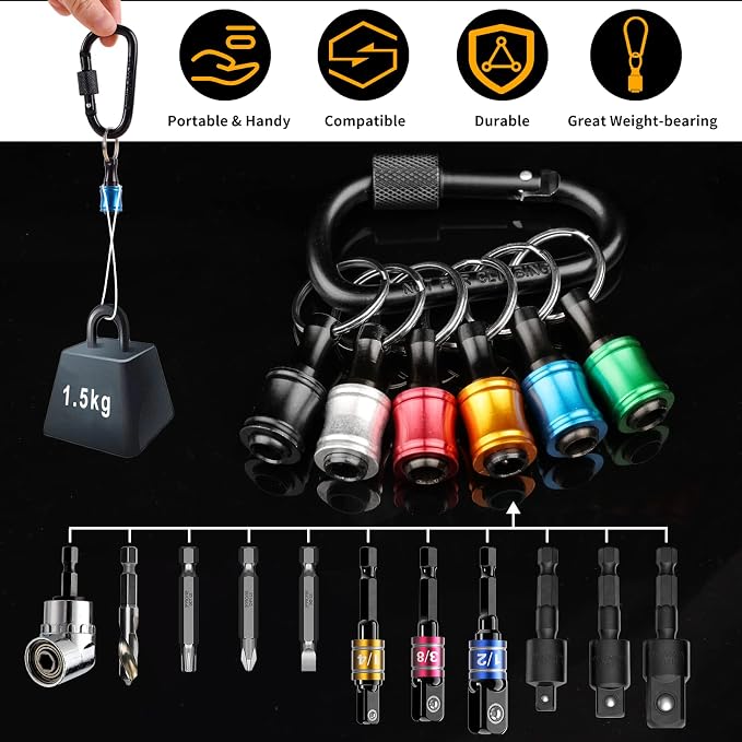 Katerk Bit Holder Key Chain Cool Gadgets, Gifts Drill Bit Holder, 1/4 Hex Bit - Image 4