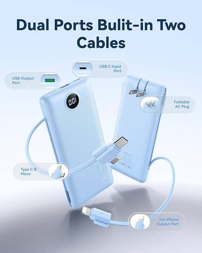 VRURC Portable Charger Power Bank - 10000mAh Fast Charging 22.5W USB Port Fast - Image 2